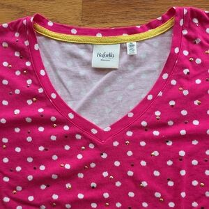 Rafaella Ladies Fuchsia Tee with Gold Accents